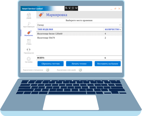 учет количества стирок белья